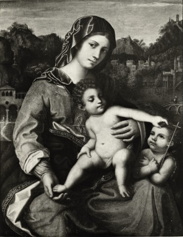 Ufficio Fotoriproduzioni. Biblioteca Ambrosiana — Bartolomeo Veneto - sec. XVI - Madonna con Bambino e san Giovannino — insieme